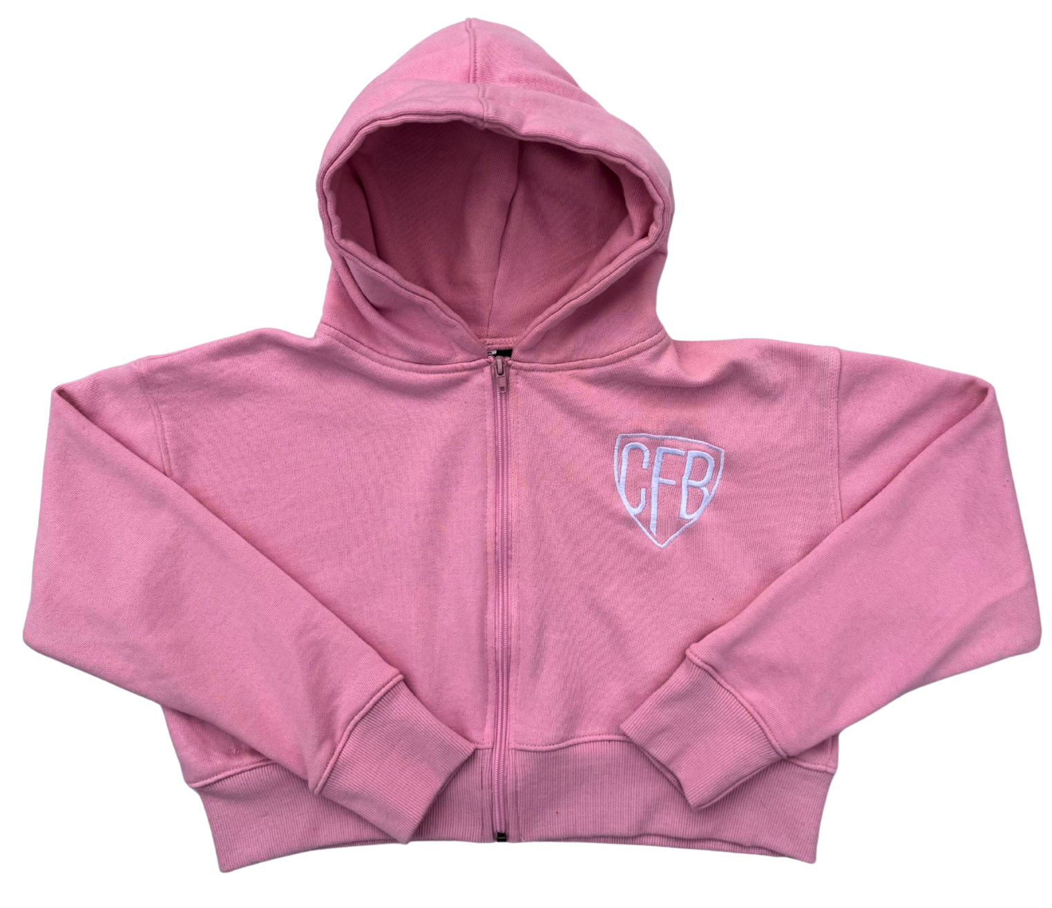 CFB WOMENS PINK COTTON ZIP UP HOODIE