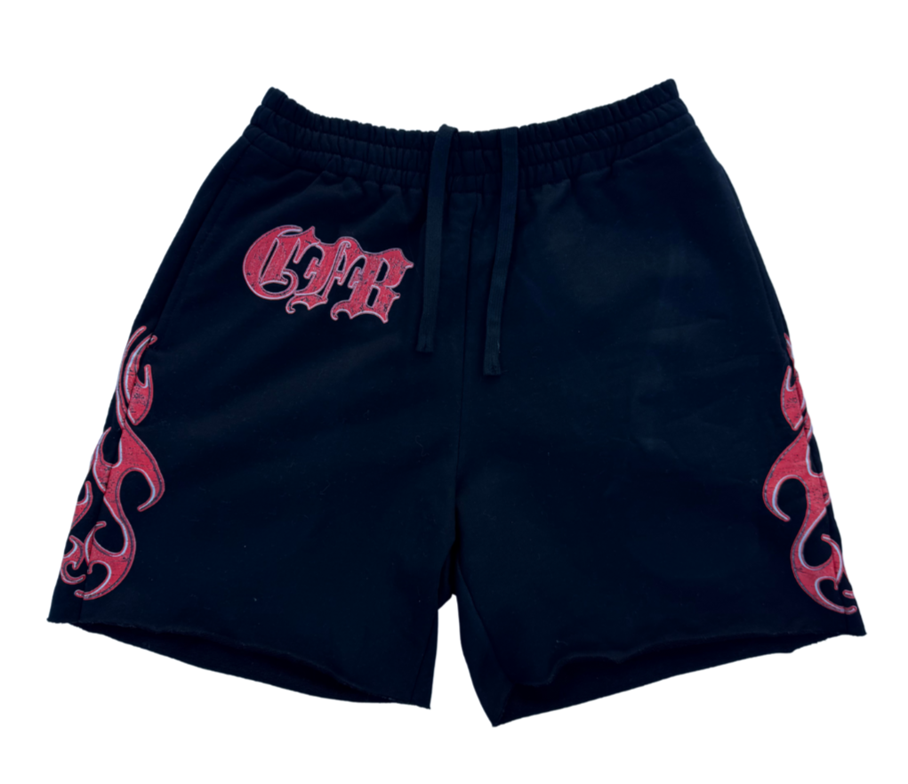 CFB BLACK AND RED LOGO SHORTS