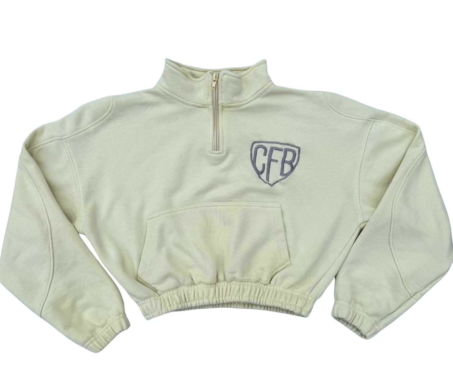 CFB WOMENS CREAM LOGO COTTON HALF ZIP SWEATSHIRT