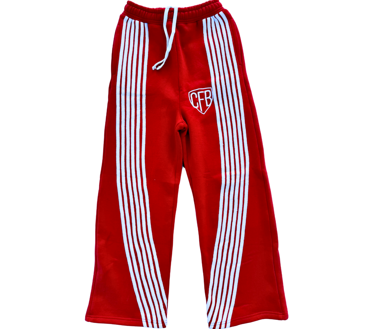 CFB RED AND WHITE LOGO STRIPPED SWEATPANTS